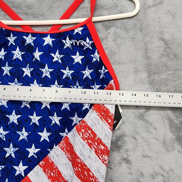 NEW TYR Swimsuit Womens 38 Red White Blue Star Spangled Diamondfit One Piece - Picture 9 of 12